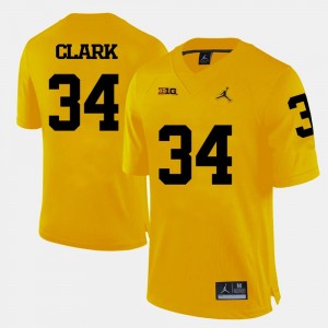 Yellow University of Michigan Men Jeremy Clark College Jersey #34 Football