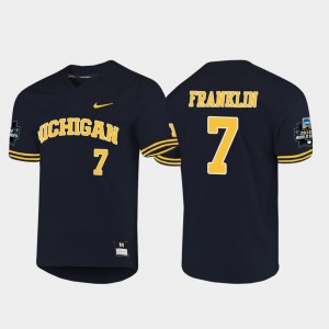 2019 NCAA Baseball World Series Men Navy Jesse Franklin College Jersey University of Michigan #7