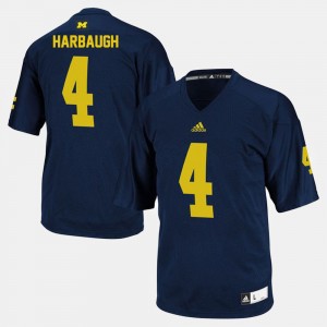 For Men #4 Football Jim Harbaugh College Jersey Navy U of M
