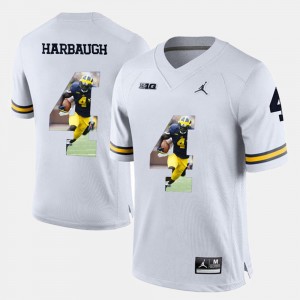 Jim Harbaugh College Jersey Men's U of M #4 White Player Pictorial