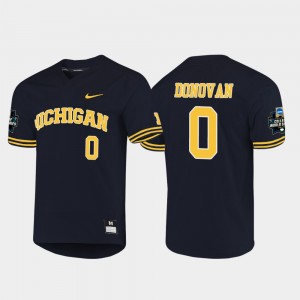2019 NCAA Baseball World Series #0 For Men Joe Donovan College Jersey Michigan Navy