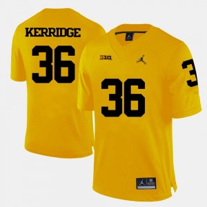 Yellow #36 U of M For Men Football Joe Kerridge College Jersey