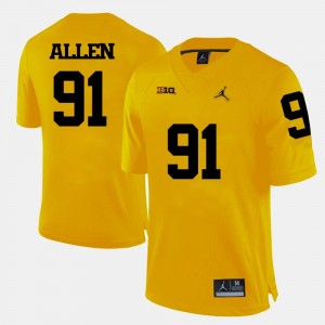 Football Men Yellow Wolverines #91 Kenny Allen College Jersey