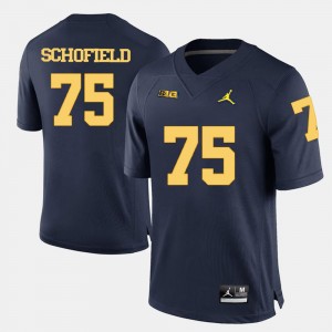 Navy Blue Football #75 Wolverines For Men Michael Schofield College Jersey