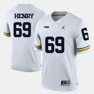 White For Men Football U of M #69 Willie Henry College Jersey