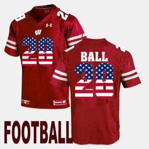 For Men #28 Wisconsin Badgers US Flag Fashion Montee Ball College Jersey Maroon