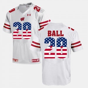 #28 White For Men US Flag Fashion University of Wisconsin Montee Ball College Jersey