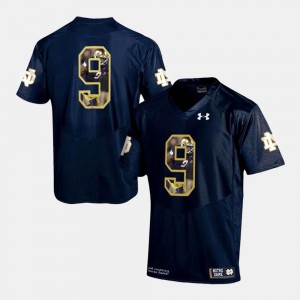 Navy #9 For Men Player Pictorial ND College Jersey