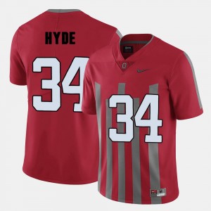 Red Football Ohio State #34 For Men CameCarlos Hyde College Jersey