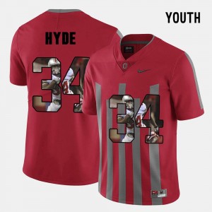 #34 Youth OSU Buckeyes Red Pictorial Fashion CameCarlos Hyde College Jersey