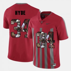 #34 Red OSU Buckeyes CameCarlos Hyde College Jersey Pictorial Fashion For Men's