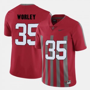 Red Football Chris Worley College Jersey Men's Ohio State #35