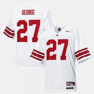 Eddie George College Jersey White Football For Kids #27 Ohio State