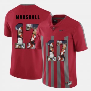 #17 Mens Red Jalin Marshall College Jersey Pictorial Fashion Buckeyes