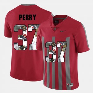 For Men's #37 Joshua Perry College Jersey OSU Buckeyes Pictorial Fashion Red