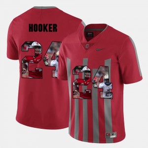 Red Men's Ohio State Buckeye #24 Malik Hooker College Jersey Pictorial Fashion