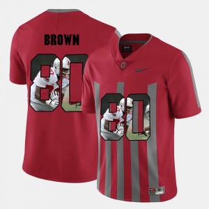 #80 Pictorial Fashion Ohio State Buckeyes Men's Noah Brown College Jersey Red