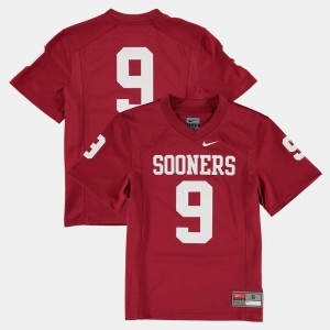 Youth(Kids) Crimson College Jersey Sooners #9 Football