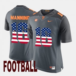 Gray US Flag Fashion UT VOL #16 Peyton Manning College Jersey Men