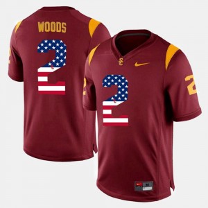 Men's US Flag Fashion Robert Woods College Jersey #2 Maroon Trojans