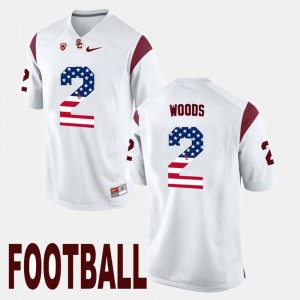 USC Trojan Mens White Robert Woods College Jersey US Flag Fashion #2