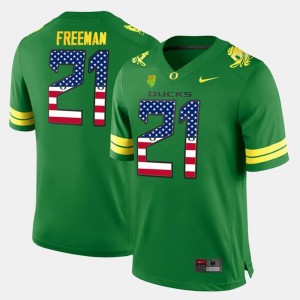 Green Royce Freeman College Jersey #21 US Flag Fashion Oregon Duck For Men's