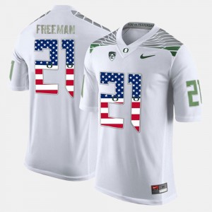 #21 Oregon For Men Royce Freeman College Jersey White US Flag Fashion