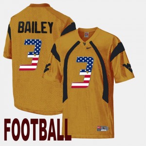 WVU Gold US Flag Fashion #3 Men Stedman Bailey College Jersey