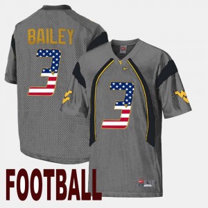 #3 Gray Stedman Bailey College Jersey For Men US Flag Fashion West Virginia University