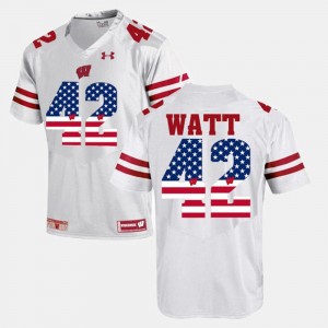 #42 T.J Watt College Jersey US Flag Fashion White Men Badger