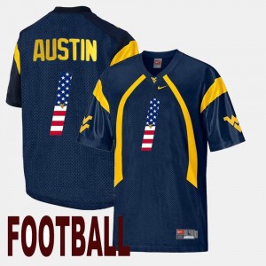 Navy #1 WV Tavon Austin College Jersey Men US Flag Fashion