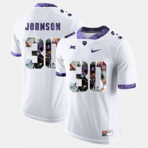 For Men #30 White Texas Christian University Denzel Johnson College Jersey High-School Pride Pictorial Limited