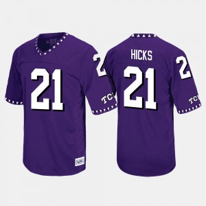 Kyle Hicks College Jersey For Men's TCU University Purple Throwback #21