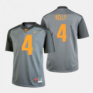 Gray Tennessee Volunteers #4 For Men Football John Kelly College Jersey