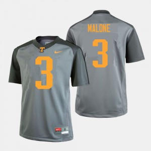 For Men's Josh Malone College Jersey #3 University Of Tennessee Gray Football