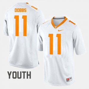 Youth University Of Tennessee Football Joshua Dobbs College Jersey White #11