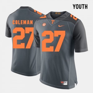 For Kids Justin Coleman College Jersey Tennessee #27 Football Grey