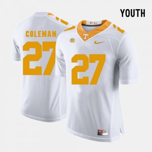 #27 Justin Coleman College Jersey UT White Football Kids