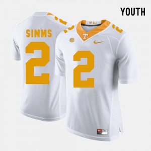 Football Matt Simms College Jersey For Kids Tennessee White #2