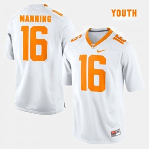 Youth(Kids) UT Volunteer #16 White Peyton Manning College Jersey Football