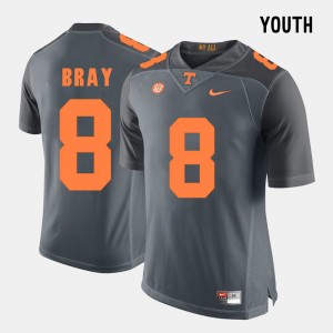 UT Volunteer Tyler Bray College Jersey #8 Youth Grey Football