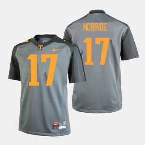 Gray Will McBride College Jersey For Men's Tennessee Vols #17 Football