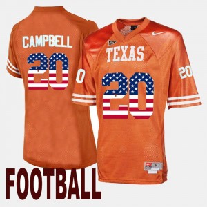 Mens Orange Earl Campbell College Jersey Texas Longhorns #20 Throwback