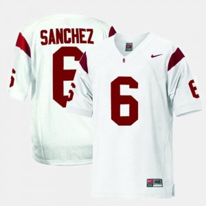 Mark Sanchez College Jersey White #6 Trojans Youth(Kids) Football