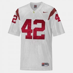 White For Men's Football #42 Ronnie Lott College Jersey Trojans