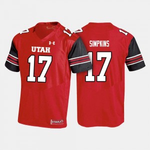 Football #17 Utah Utes Demari Simpkins College Jersey For Men Red