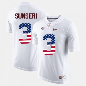 Vinnie Sunseri College Jersey White Mens Alabama Roll Tide #3 US Flag Fashion