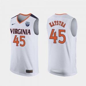 Austin Katstra College Jersey #45 White 2019 Men's Basketball Champions University of Virginia Mens