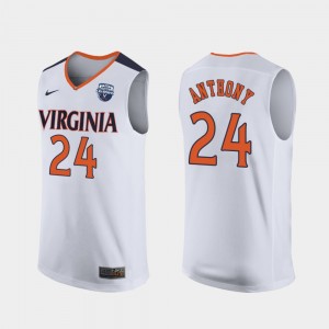 UVA Cavaliers White For Men 2019 Men's Basketball Champions Marco Anthony College Jersey #24