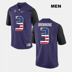 Purple US Flag Fashion For Men #3 Jake Browning College Jersey University of Washington
